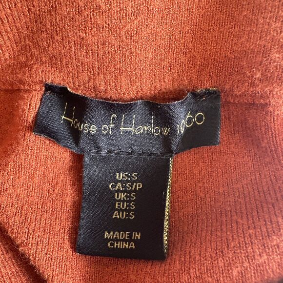 HOUSE OF HARLOW 1960 Knit Asymmetrical Maxi Skirt Orange Side Slit Size Small - Picture 11 of 12